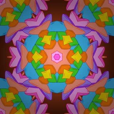 Doodles'ın şirin desen. Vektör - hisse senedi. Turuncu, mavi ve pembe renkler. Dikişsiz güzel kumaş desen. Güzel arka plan. Bu olabilir duvar kağıdı kullanılan, kupa baskı, Bebek giyim, kutuları vb kaydırma.