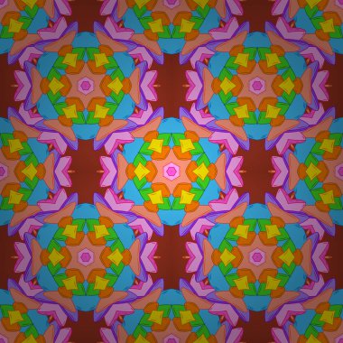 Tasarım ve hediye paketleme kağıt, tebrik kartları, afiş ve posterler tasarım. Varicoloorange, mavi ve pembe vektör sorunsuz çizim.