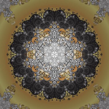 Geleneksel klasik vektör altın süs desen. Altın öğeleri gri, bej ve sarı renkler. Barok tarzında dekoratif şark süsleme.