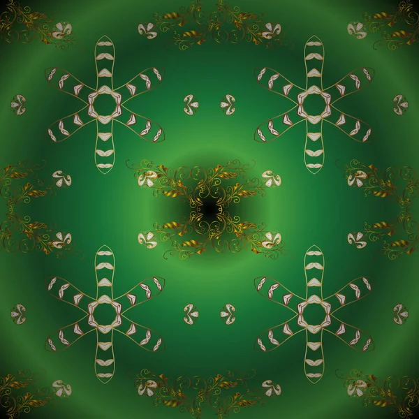 Sömlös Abstrakt Bakgrund Vektorillustration Orientaliska Vektor Klassiska Gröna Bruna Och — Stock vektor