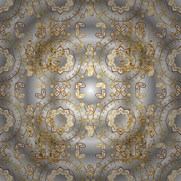 Gouden Bloemen Sieraad Barokke Stijl Gold Wallpaper Textuur Achtergrond Damast — Stockvector