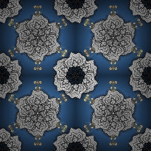 Mandala Colores Azul Blanco Negro Tarjeta Invitación Vector Patrón Vintage — Archivo Imágenes Vectoriales