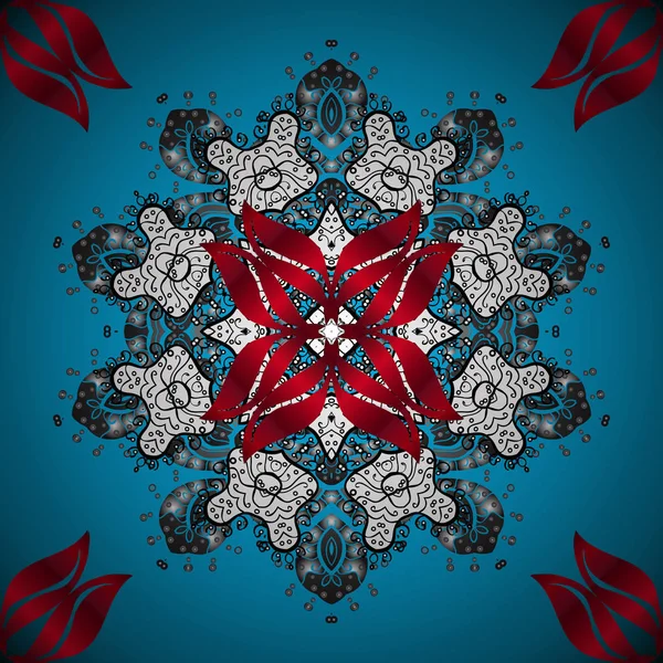 Diseño Vectorial Diseño Abstracto Mandala Geometría Sagrada Ilustración Azul Rojo — Vector de stock