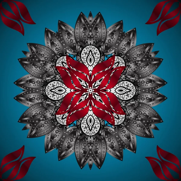 Vector Mandala Patrón Colores Azul Gris Rojo Adorno Decorativo Árabe — Vector de stock