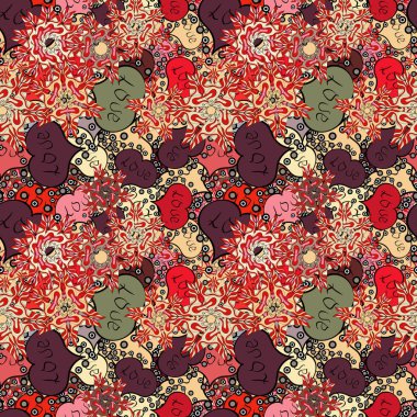 Sorunsuz Geek Sevgililer ': s gün kupa arka plan. Kalp desen. Vektör çizim. Valentine': bej, kırmızı ve kahverengi elemanları ile s.