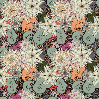 Vektör. Valentine': s gün. Düğün ve invatation kart kavramı. Kesintisiz aşk Romantik arka plan vektör yürekleri doodle. Kağıt ambalaj. Kroki tarzı resim tarihinde tarafsız, bej ve siyah renkleri.