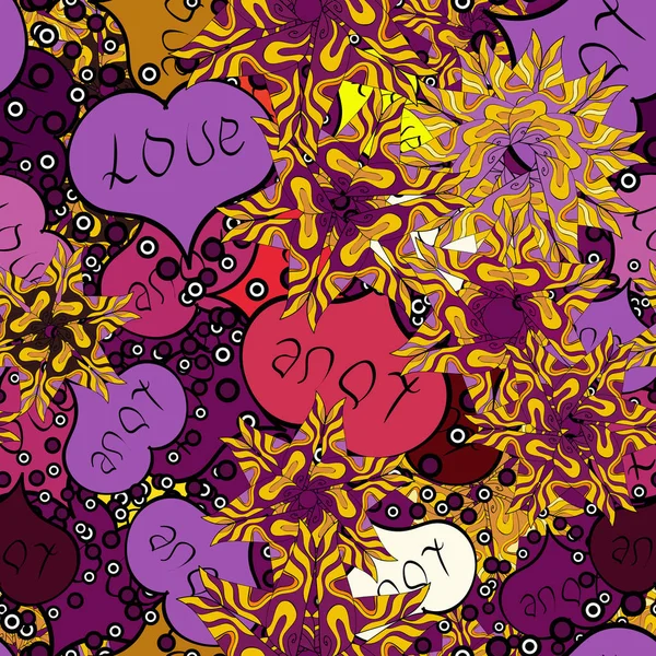 Иллюстрация Летнего Стиля Милыми Элементами Любовь Счастливые Проекты Красивые Сердца — стоковый вектор