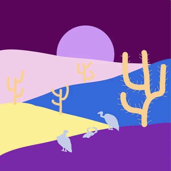 Ilustración Vectorial Estampado Moda Fondo Con Cactus Púrpura Violeta Colores — Vector de stock