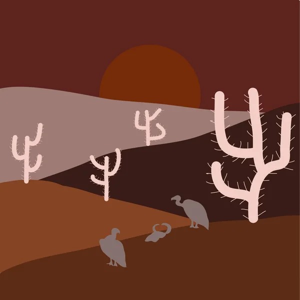 Иллюстрация Коричневых Розовых Нейтральных Цветов Пейзаж Пустыни Техаса Векторная Мультяшная — стоковый вектор