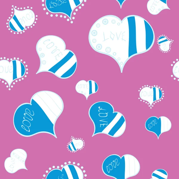 Corazones San Valentín Ilustración Vectorial Textura Textura Fondo Rosa Blanco — Archivo Imágenes Vectoriales