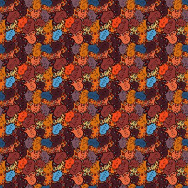 Sevgiliye arka plan. Basit minimalist geometrik sorunsuz doku. İnce vektör desen zemin üzerinde küçük turuncu, siyah ve mor kalp. Dekor için modern tasarım. Aşk Romantik Tema.