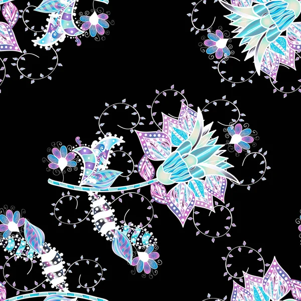 Motif Floral Tropical Sans Couture Illustration Vectorielle Fleurs Sur Les — Image vectorielle