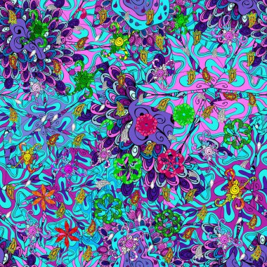 Suluboya, elle çizilmiş. Dikişsiz desen arka plan. -hisse senedi. Mavi, mor ve siyah renkler üzerinde karalamalar. Vektör çizim. Tasarım ve hediye paketleme kağıt, tebrik kartları, afiş ve posterler tasarım.