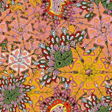 Modern şık doku. Sorunsuz nazik, bahar üzerinde turuncu, siyah ve pembe renkler. Vektör - Stok.