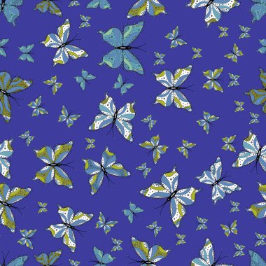 Kartı, davet, basit kadınsı deseni yazdırın. Güve ile vektör arka plan. Moda dekorasyon güzel kelebek siluetleri ile. Yaz arka plan ile mor, mavi, beyaz renkler kelebekler.