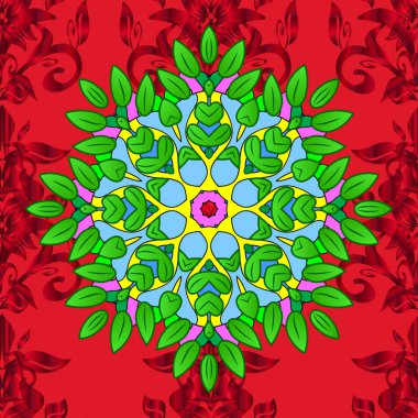 Çiçeksiz arka plan. Vektör çizimi. Şatafatlı bahar bahçesi dokusu. Çiçek deseni.