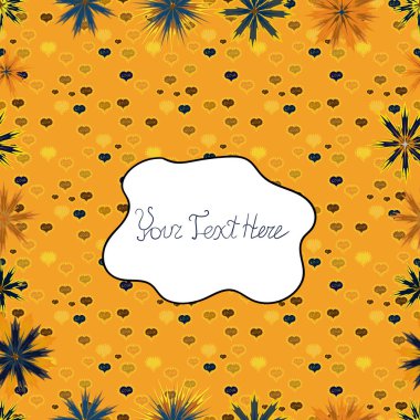 Çiçek elemanları ile sorunsuz zarif vektör doku. Doodles'ın sarı, beyaz ve turuncu renkleri.