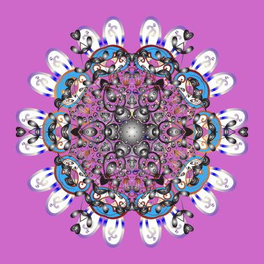 Sihirli mor, gri ve beyaz tatil yıldız ve düşen kar taneleri ile arka plan. Noel mor, gri ve beyaz. Vektör çizim.