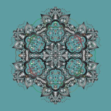 Kış kar tanesi. Kar tanesi simgesi. Mavi, gri ve yeşil renkler izole kar tanesi. Vektör çizim.