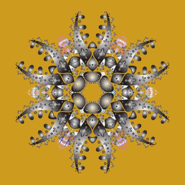 Sarı, gri ve nötr renkler. Sarı, gri ve tarafsız kar taneleri. Noel şirin arka plan kar taneleri arka plan ile. Vektör. Tatil tasarım Noel ve yeni yıl moda parmak izi.