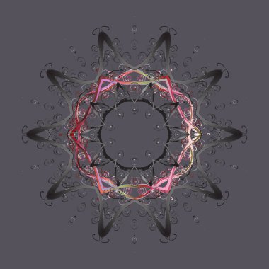 Kar taneleri deseni. Soyut kar taneleri arkaplanda izole edilmiş düz dizayn. Kar tanesi rengarenk desen. Vektör çizimi. Vektör kar taneleri arkaplanı.