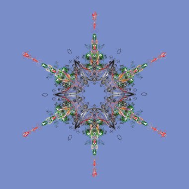 Elle çizilmiş kartanesi karalaması. Yılbaşı kış tasarımı için renkli kar taneleri. Vektör illüstrasyonu.
