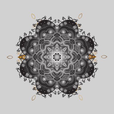 Soyut mandala ya da tuhaf kar tanesi çizgisi sanat tasarımı. Renkli arka planda izole tatlı kar taneleri. Vektör illüstrasyonu.