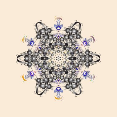 Snowflakes desen. Renk arka plan üzerinde izole soyut kar taneleri ile düz tasarım. Vektör çizim. Vektör kar taneleri arka plan. Kar tanesi renkli desen.