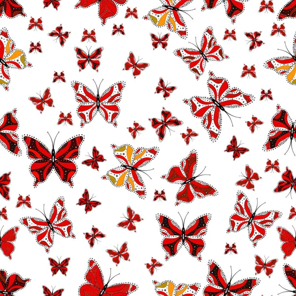 Vector Illustration Repeated Butterflies Cute Girly Seamless Pattern Drawn Hand — Stock Vector