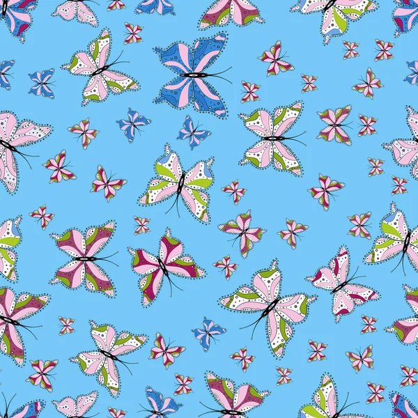 Ilustración Vectorial Colorfil Hermosas Mariposas Ilustraciones Sin Fisuras Fondo Agradable — Vector de stock