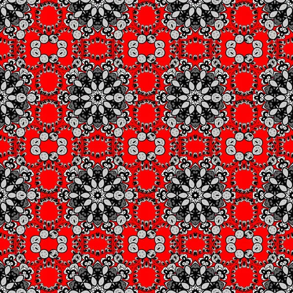 Vintage Seamless Pattern Black Red Gray Colors Colorful Elements Christmas — Stock Vector