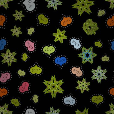 Aşk, evlilik, Sevgililer günü tasarım. Siyah, yeşil ve tarafsız kalpleri ile sorunsuz vektör arka plan.