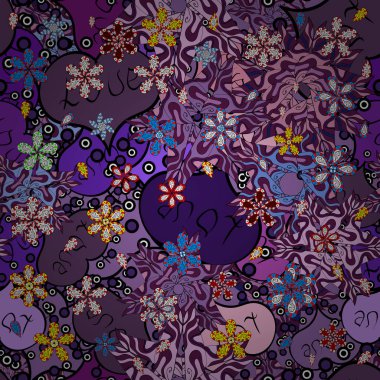 Kartları, davetiyeler, tarihi kartları ve daha birçok kaydetmek için kullanılabilir. Vektör çizim. Mor, tarafsız ve siyah renkler. Sorunsuz dekoratif arka plan. Doodles'ın.