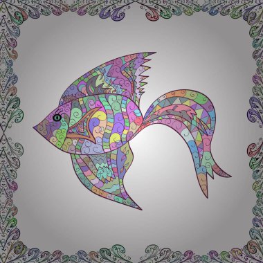 Beyaz, tarafsız ve mavi üzerinde balıklar. Seamless modeli. Renkli arka plan üzerinde balık reaver. Vektör çizim. Handdrawn.