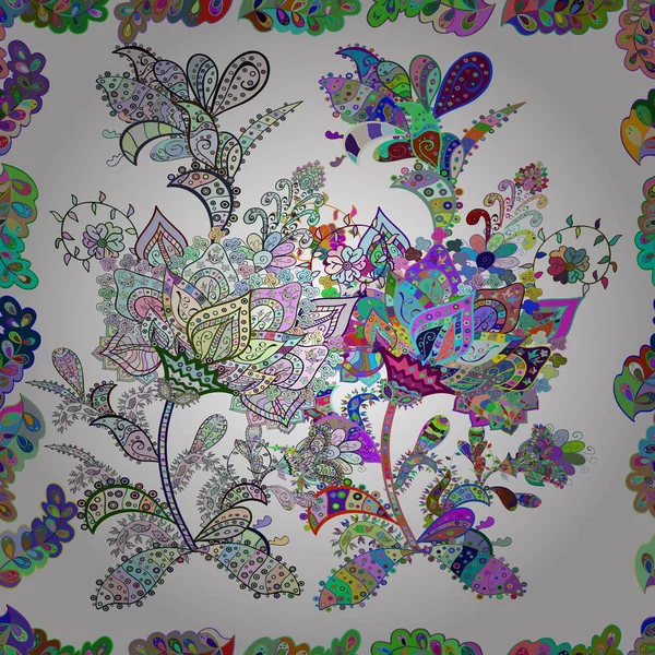 Vektör suluboya çiçek desenli, narin çiçekler, beyaz, tarafsız ve yeşil çiçekler, tebrik kartı şablonu. Güzel kumaş deseni.