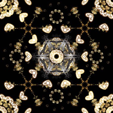 Sorunsuz klasik vektör desen siyah, kahverengi ve beyaz ve altın. Geleneksel şark süsleme. Klasik vintage arka plan.