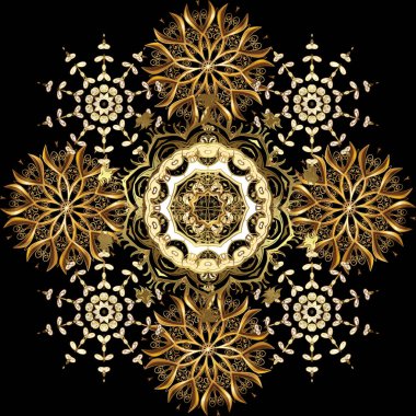 Siyah, kahverengi, bej renkleri altın elemanları ile desen. Patina. Sorunsuz öğe oymacılığı. Oyma. Lüks mobilya. Siyah, kahverengi ve bej zemin altın trim ile. Klasik tarzda mobilya.