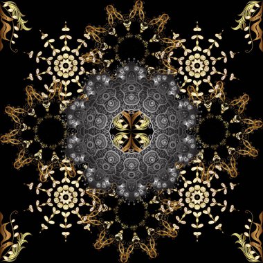 Vektör çiçek süsleme ile seamless modeli. Siyah, gri renkler geleneksel Arapça dekor. Süs dantel oyma. Süslü illüstrasyon duvar kağıdı için. Doğu tarzı Vintage tasarım öğesi