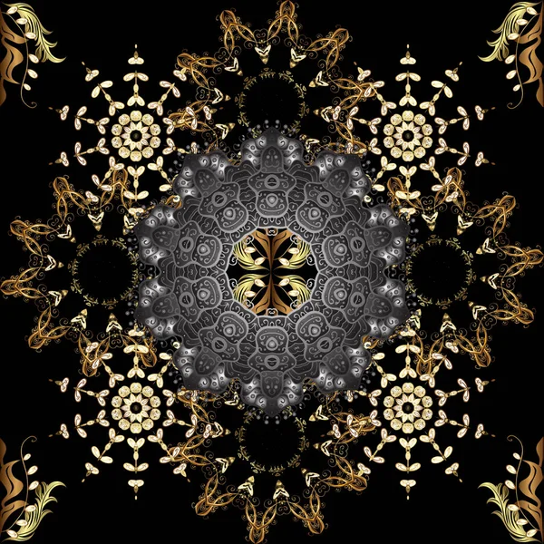 Векторный Бесшовный Рисунок Цветочным Орнаментом Традиционный Арабский Декор Черно Серых — стоковый вектор