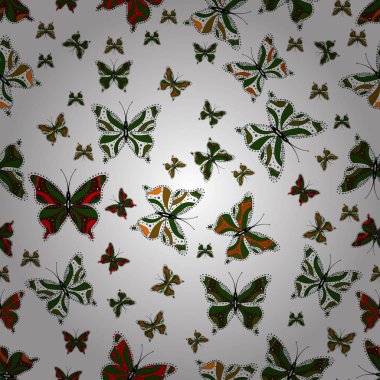 Resimde beyaz, yeşil ve kahverengi renkleri üzerinde. Vektör çizim. Soyut renkli güzel kelebek. Sorunsuz arka plan.