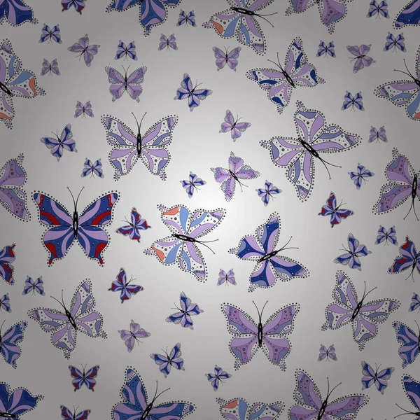 春天背景与五颜六色的蝴蝶 时尚装饰与美丽的蝴蝶剪影 向量背景与飞蛾 简单漂亮的模式卡 — 图库矢量图片