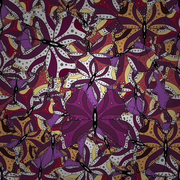 Colección Mariposas Colores Sobre Fondo Púrpura Blanco Negro Ilustración Vectorial — Vector de stock