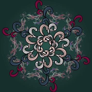 Çiçekler. Soyut etnik vektör seamless modeli. Vadi yeşil, siyah ve nötr renkler çiçekler.