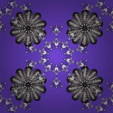 Vektör geleneksel klasik altın desenle mor, gri ve beyaz renkler beyaz karalamalar. Barok tarzında sorunsuz şark süsleme.