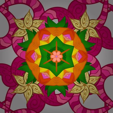 Sorunsuz çiçek desenli vektör çizim içinde. Sulu boya tarzı gri, kırmızı ve turuncu renklerde çiçekler.