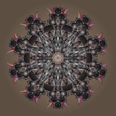 Şirin soyut kar tanesi vektör tasarımı. Düz kar doodle simgeler, kar siluet Noel afiş, kartları için bej, gri ve nötr renklerde pul. Yeni yıl kar tanesi.