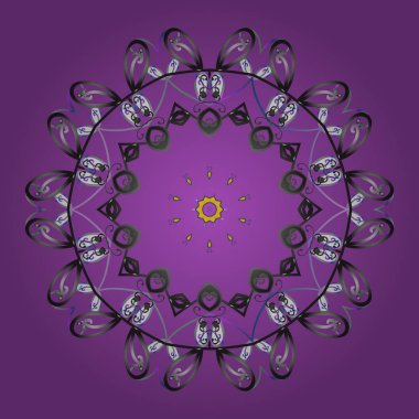 Sanat terapisi tarzı zen çizim için Contour mandala şeklindeki kar taneleri. El çizimi, dövme stili karalama, kumaş tasarımı ve kartlar Vektör illüstrasyonunda.