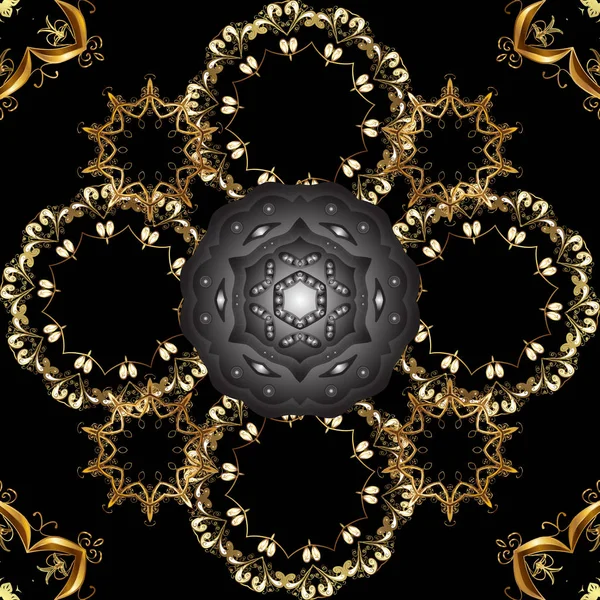 Tapety Barokní Damašek Květinový Vzor Stylový Grafický Vzor Zlaté Prvky — Stockový vektor