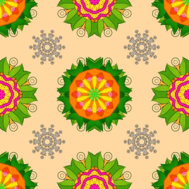 Vektör soyut desen sayfa antistress için. Vektör çizim. Bej, yeşil ve turuncu renkler.