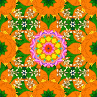 Vektör şirin kumaş deseni. Bahar Tema Dikişsiz desen arka plan rengi. Sorunsuz vintage. Düz çiçek öğeleri tasarım.